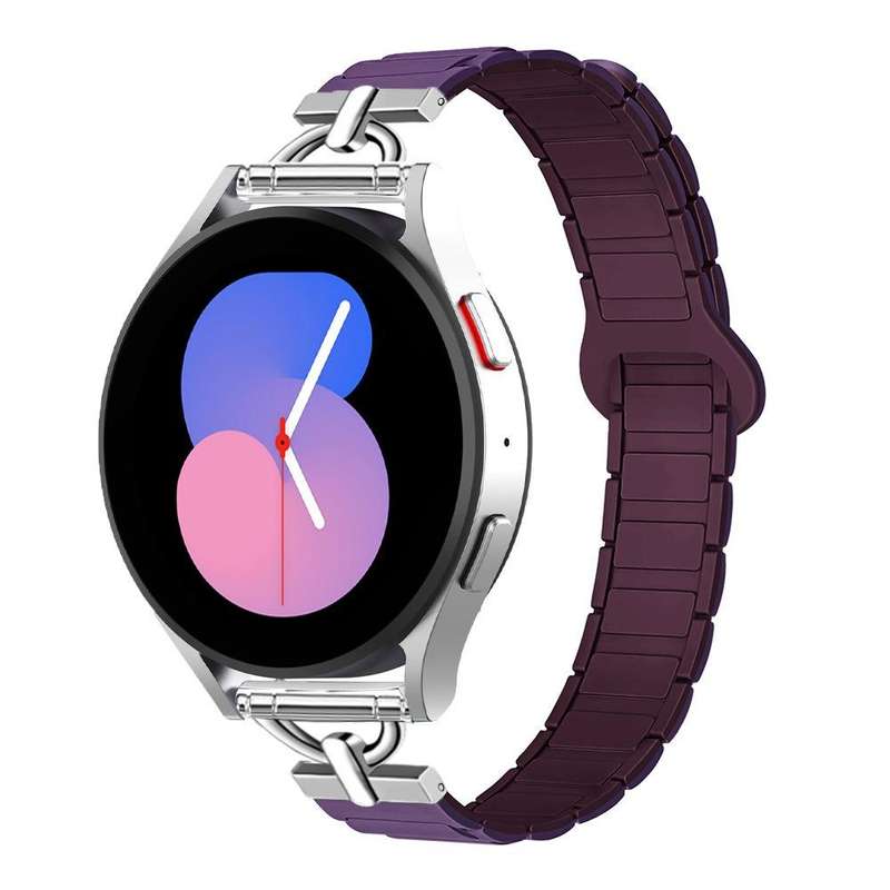 20mm D-shaped Tri-beads Magnetic Silicone Watch Band(Smoky Purple Wine Red)