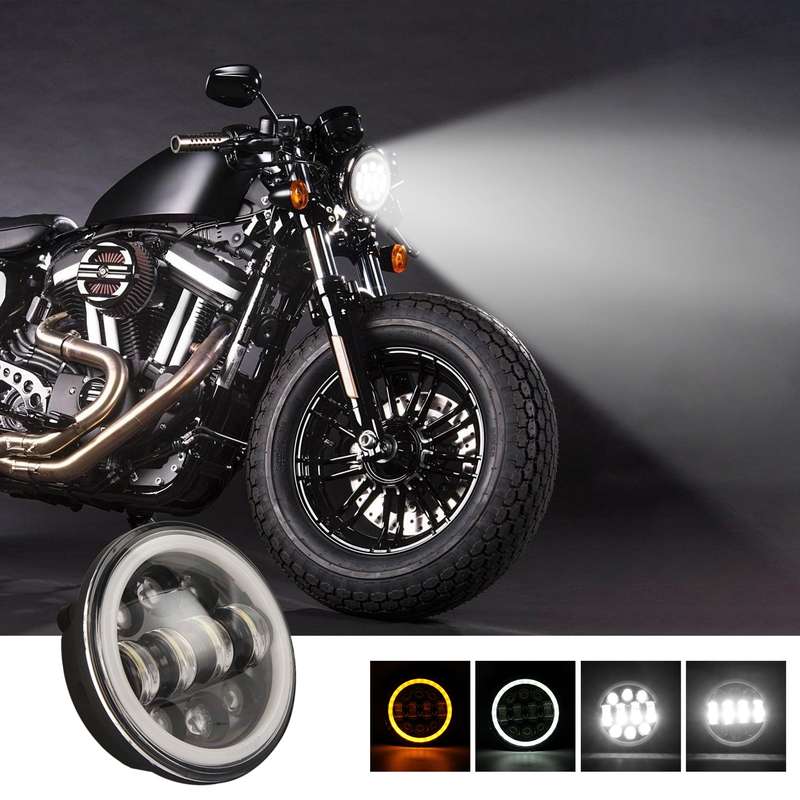 EagleVision DC9-30V 35W 6000K 4000LM 5.75 inch Round Motorcycle 6LEDs Headlight with Angel Eye for H