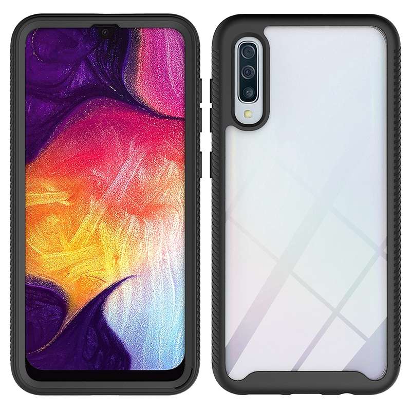 For Samsung Galaxy A50 Starry Sky Solid Color Series Shockproof PC + TPU Protective Case(Black)