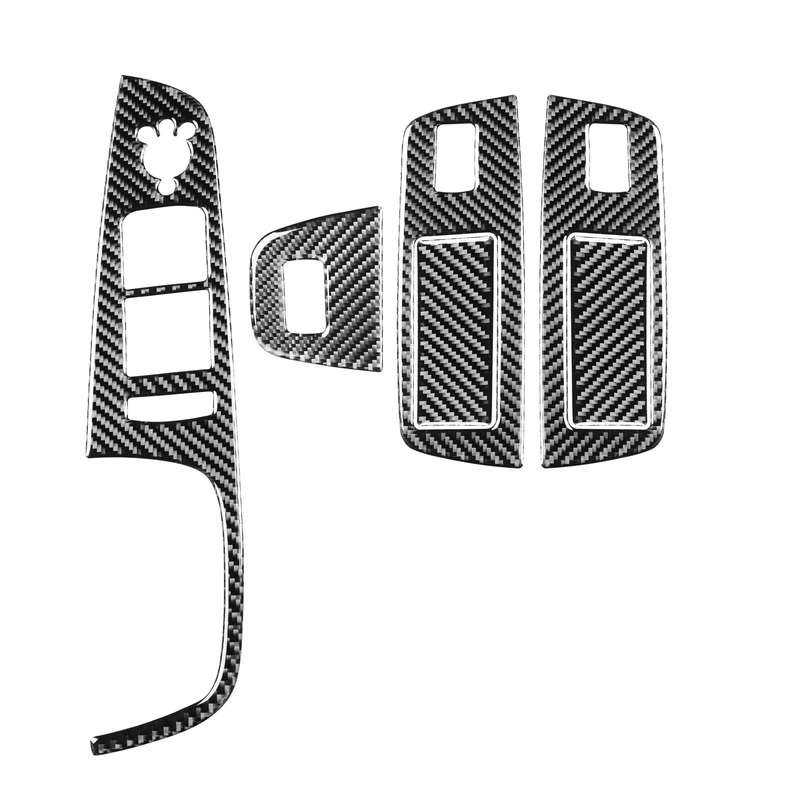 6 in 1 Car Carbon Fiber Window Glass Lifter Panel Decorative Sticker for Audi Q7 2008-2015, Left Dri