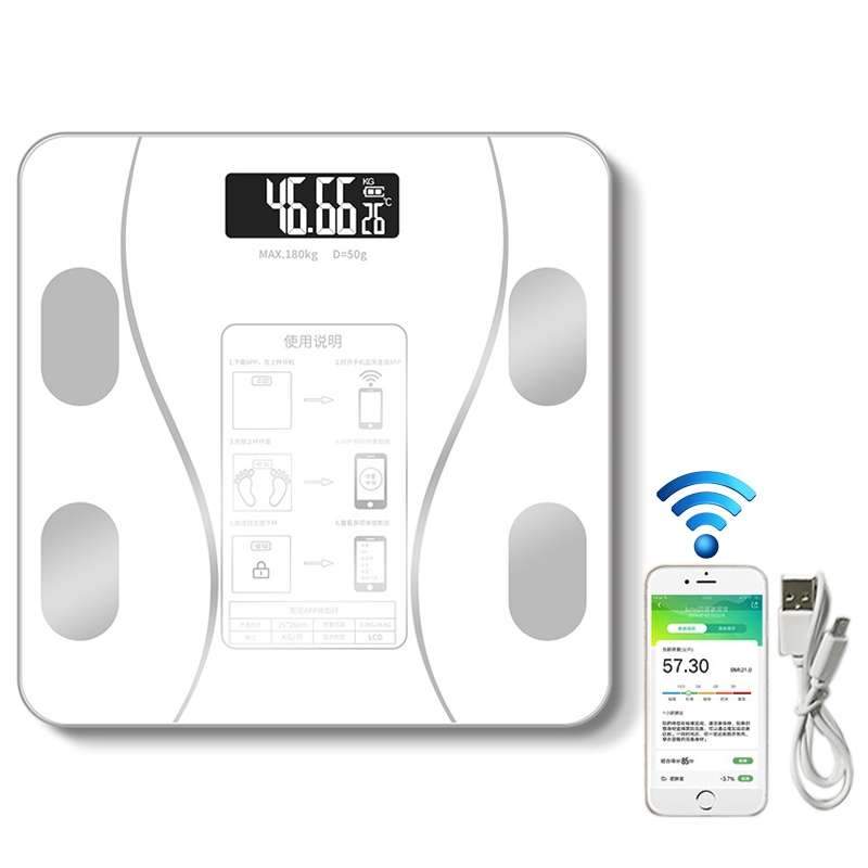 Household Smart Body Fat Electronic Weighing Scale, USB Charging Version(White)