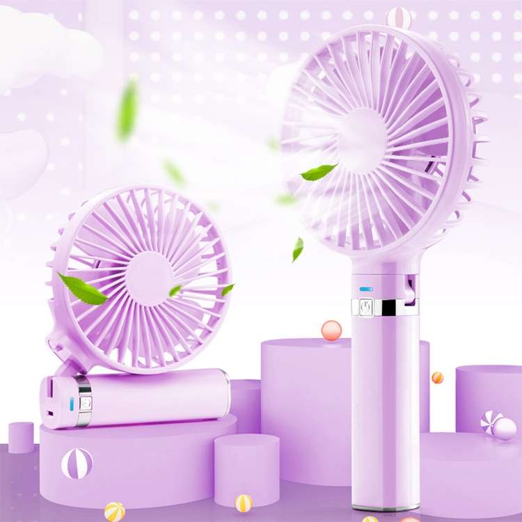 S2 Portable Foldable Handheld Electric Fan, with 3 Speed Control & Night Light (White)