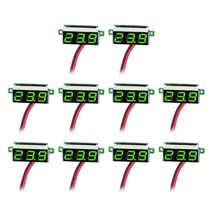 10 PCS 0.36 inch 2 Wires Digital Voltage Meter, Color Light Display, Measure Voltage: DC 2.5-30V (Re