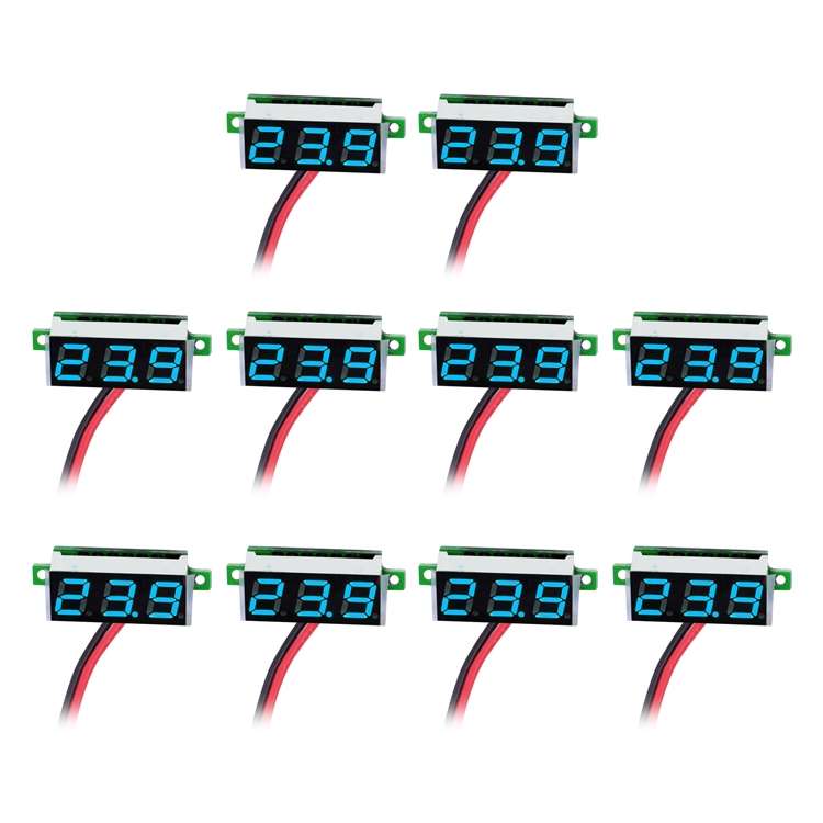 10 PCS 0.36 inch 2 Wires Digital Voltage Meter, Color Light Display, Measure Voltage: DC 2.5-30V (Re