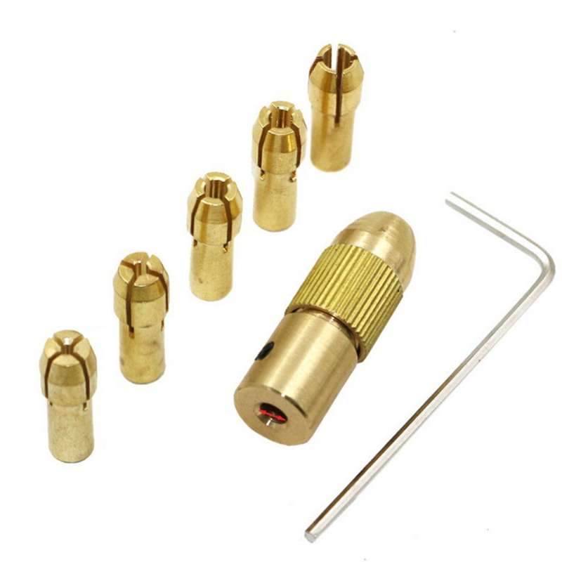 7 PCS/Set Brass 0.5-3mm Small Electric Drill Bit Collet Micro Twist 2.35mm Drill Chuck Set with Wren