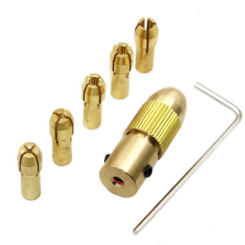 7 PCS/Set Brass 0.5-3mm Small Electric Drill Bit Collet Micro Twist 3.17mm Drill Chuck Set with Wren