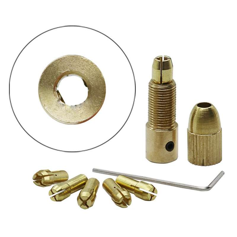 7 PCS/Set Brass 0.5-3mm Small Electric Drill Bit Collet Micro Twist 5.05mm Drill Chuck Set with Wren