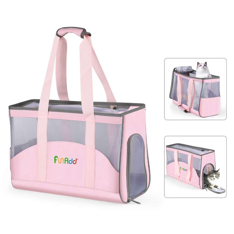 FUNADD Portable Breathable Pet Bag Outdoor Shoulder Tote Bag (Pink)
