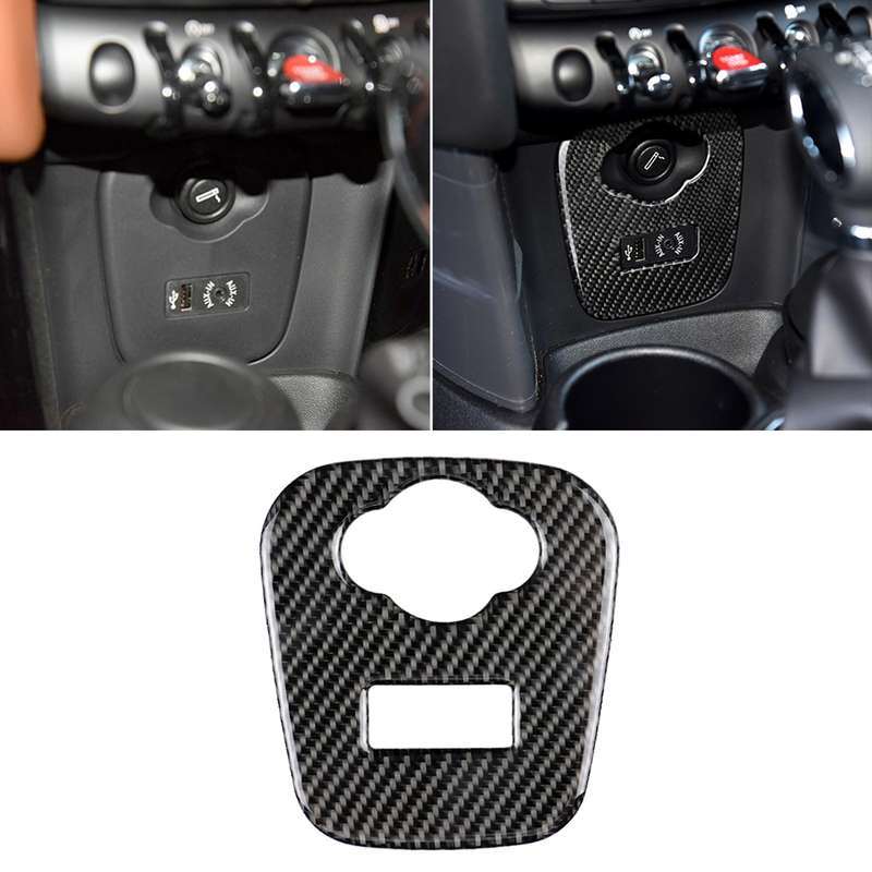 Car F Chassis Cigarette Lighter Cover Panel Carbon Fiber Decorative Sticker for BMW Mini Cooper F55