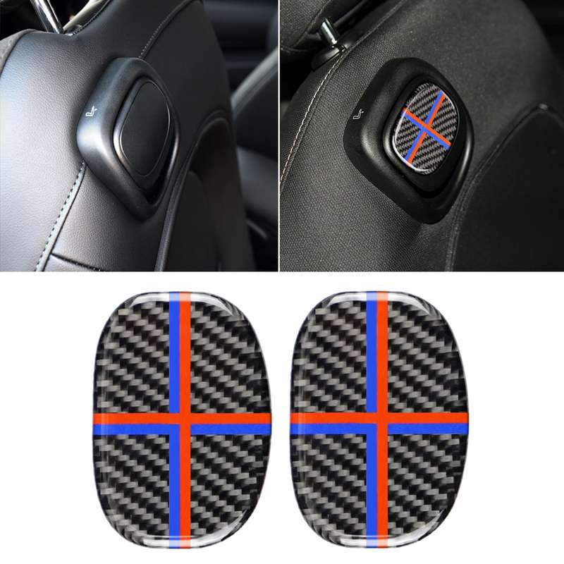 Red Blue Color Car Seat Back Handle Carbon Fiber Decorative Sticker for BMW Mini Cooper F55 / F56