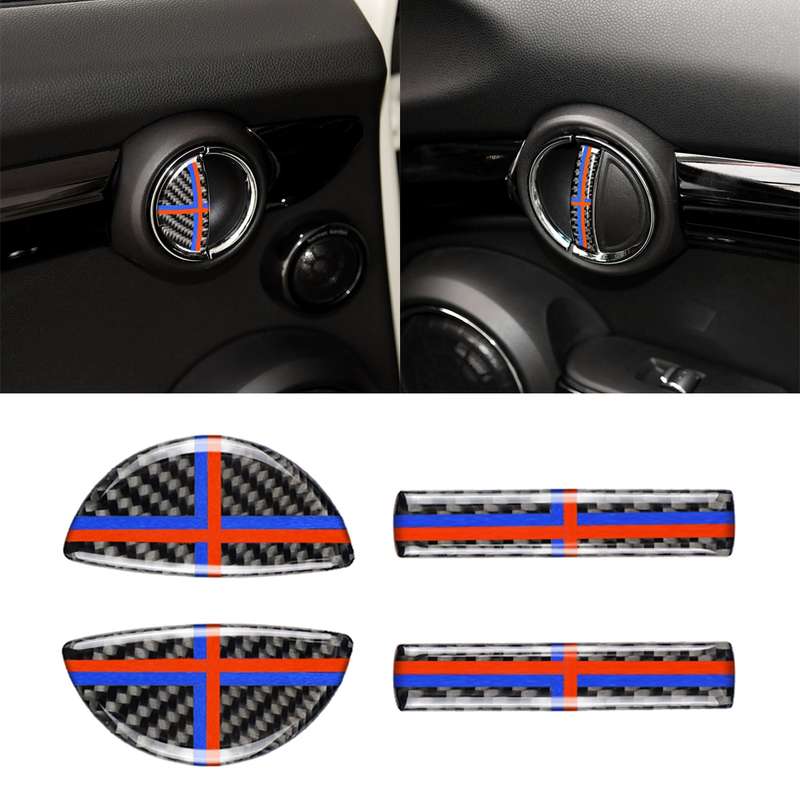 4 PCS Red Blue Color Car F Chassis Door Handle Carbon Fiber Decorative Sticker for BMW Mini Cooper C