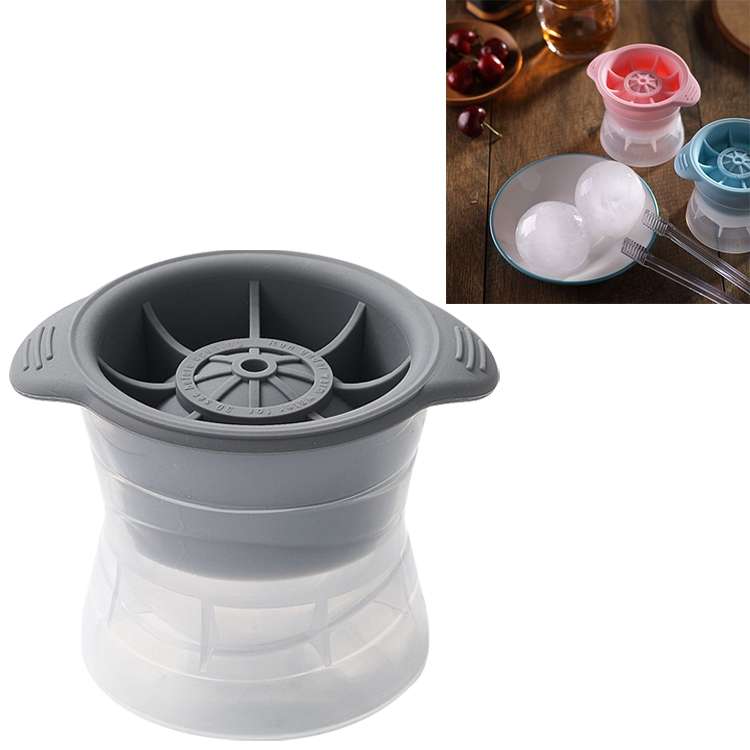 Home Spherical Ice Lattice Whisky Wine Ice Cube Maker Silicone Trays Mold with Cover (Grey)