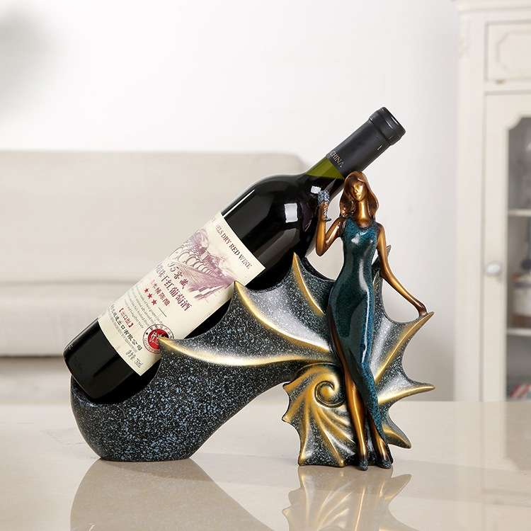 Blonde Shape Creative Red Wine Shelf Drain Rack Bottle Holder Ornament Resin Home Decoration (Purple