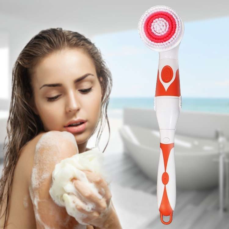 Multi-function Electric Waterproof Bath Cleansing Brush Long-handled Massage Brush, with 4 Brush Hea