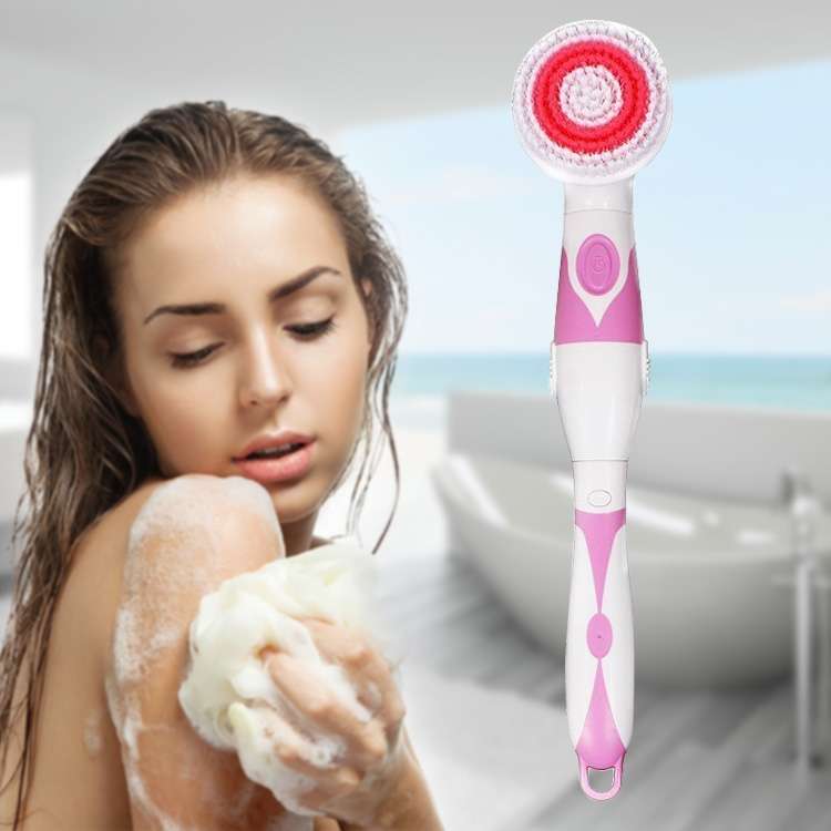 Multi-function Electric Waterproof Bath Cleansing Brush Long-handled Massage Brush, with 4 Brush Hea