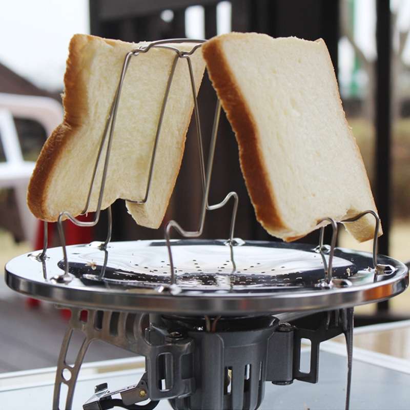 Outdoor Camping Tools 4 Slice Stainless Steel Camping Foldable Toaster Rack Toaster Tray Bread Toast