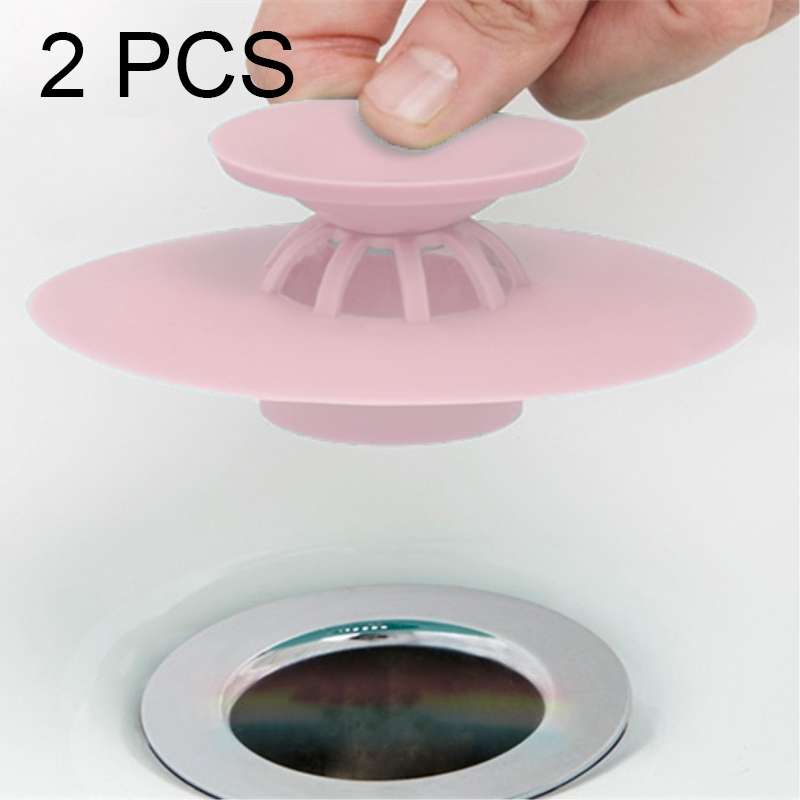2 PCS Silicone Drain Stopper Deodorant Sink Bathtub Floor Drain Protector(Pink)