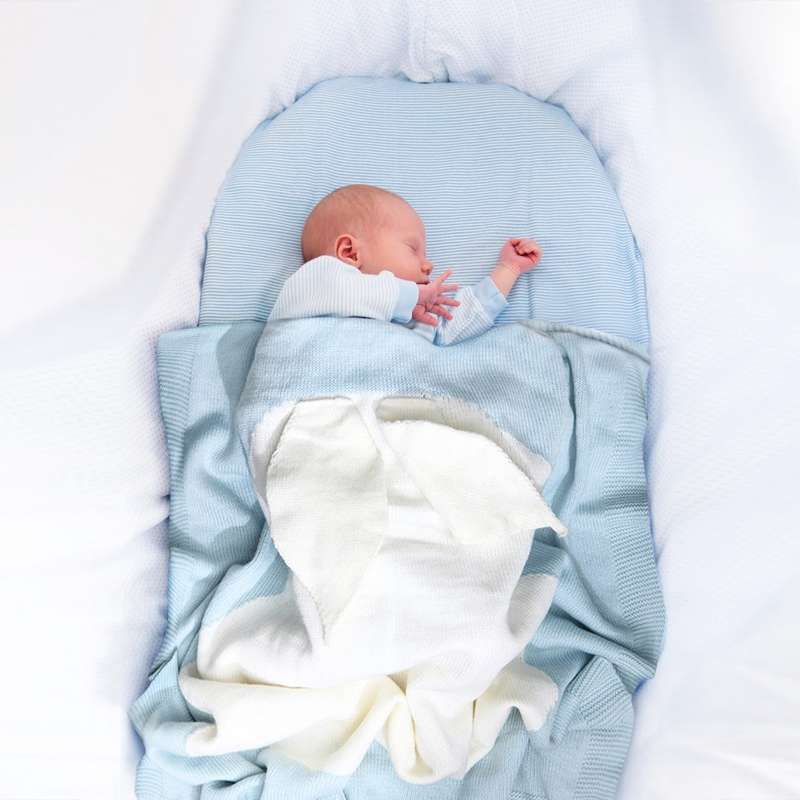 Rabbit Pattern Stereoscopic Ears Baby Knitted Blanket(Grey)