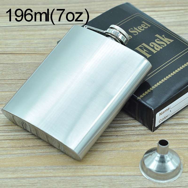 196mL (7oz) Outdoor Sports Handy Home Travel Wild Stainless Steel Portable Hip Flask(with Small Funn