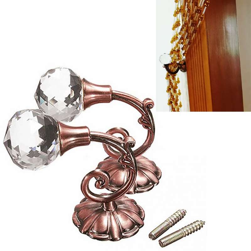 1 Pair Vintage Crystal Flower Barb Curtain Decoration Wall Hook(Bronze)
