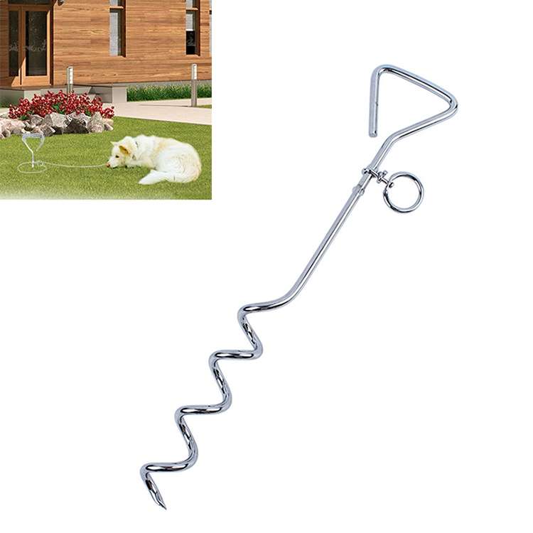 Stainless Steel Dog Spiral Tie Out 360 Degree Rotation Anti Wrap Fixed Pile Outdoor Camping Stake, S