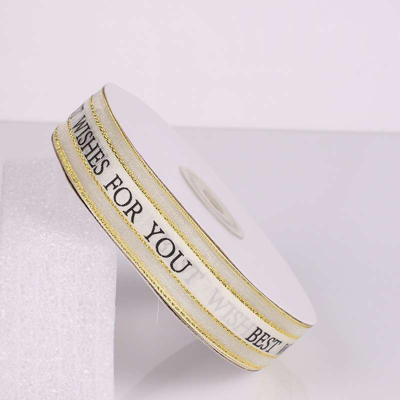 English Letter Colored Printed Ribbons Phnom Penh Gift Bouquet Ribbons Bowknot Flowers Packaging Rib