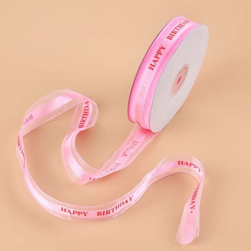 English Letter Colored Printed Ribbons Gift Bouquet Ribbons Bowknot Flowers Packaging Ribands , Size