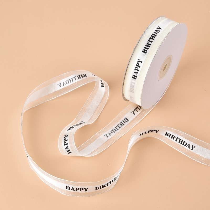 English Letter Colored Printed Ribbons Gift Bouquet Ribbons Bowknot Flowers Packaging Ribands , Size