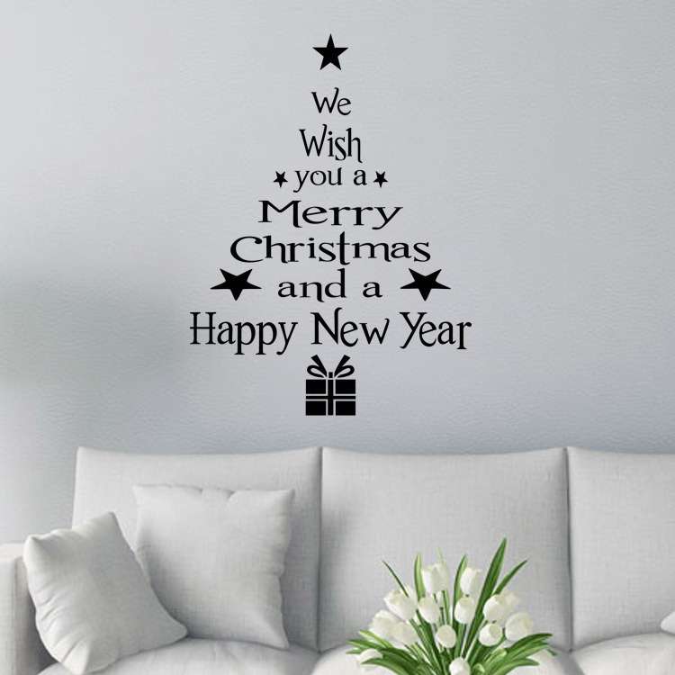 Blessing Christmas Tree Living Room Window Glass Door Removable Christmas Wall Sticker Decoration(Bl