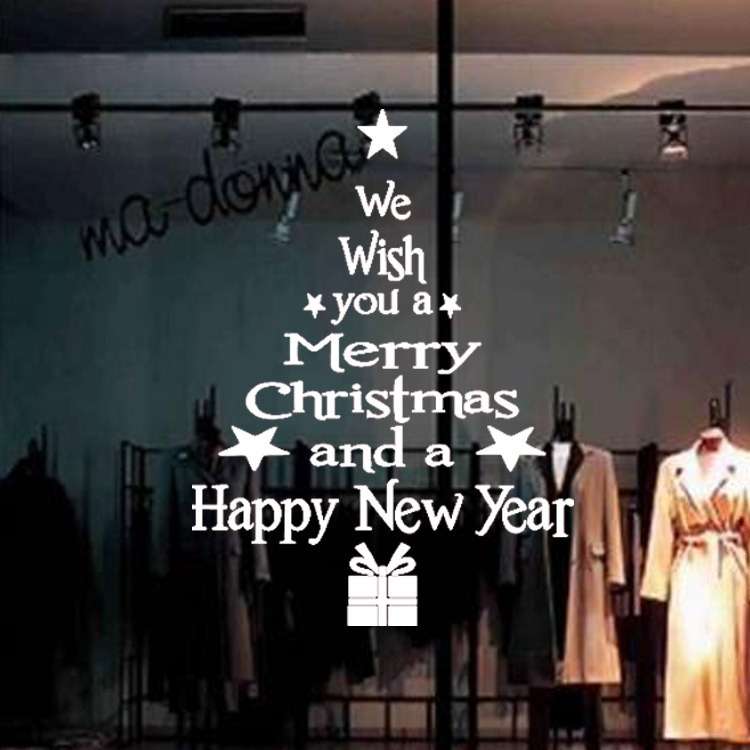 Blessing Christmas Tree Living Room Window Glass Door Removable Christmas Wall Sticker Decoration(Bl