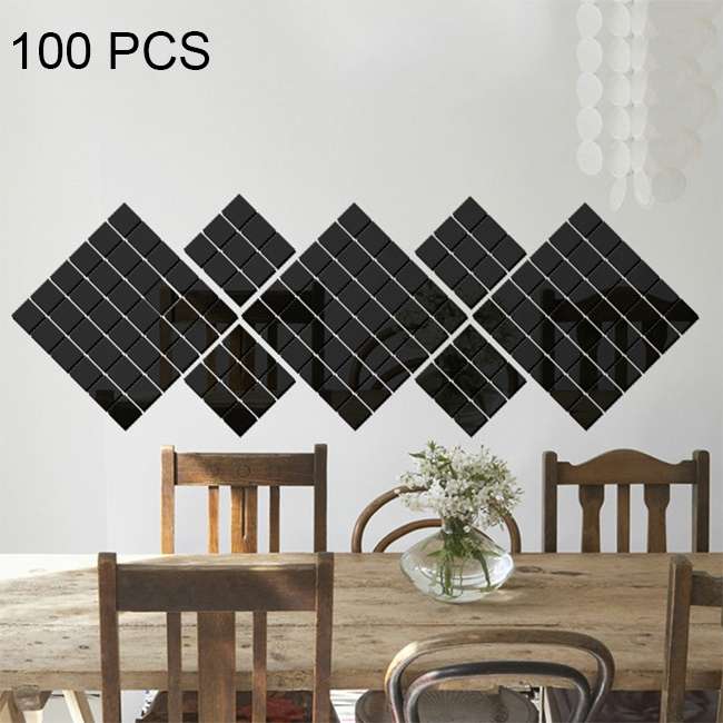 100 PCS Square Crystal Mosaic Mirror Acrylic Stereo Wall Stickers Creative Background Home Living Ro