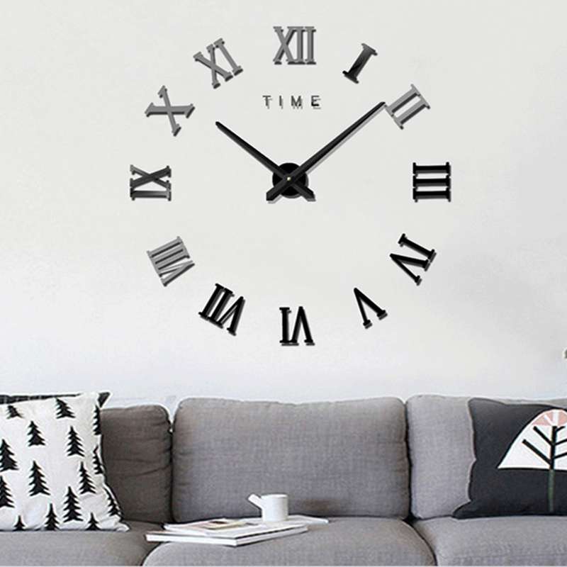 Bedroom Home Decoration Frameless Roman Numeral Large DIY Wall Sticker Mute Clock, Size: 100*100cm(S