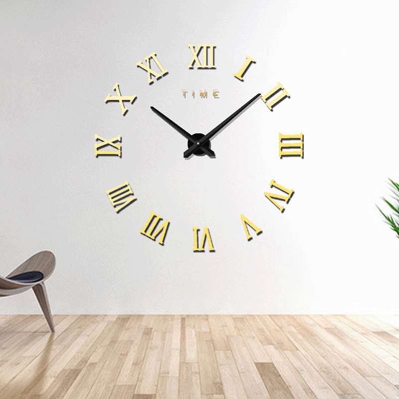 Bedroom Home Decoration Frameless Roman Numeral Large DIY Wall Sticker Mute Clock, Size: 100*100cm(S