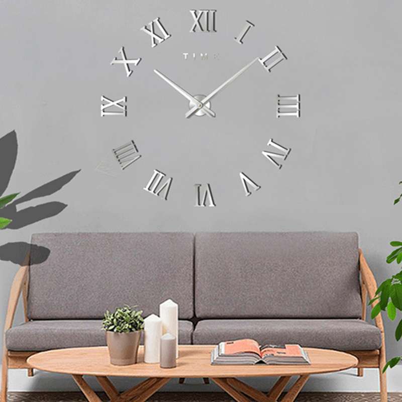 Bedroom Home Decoration Frameless Roman Numeral Large DIY Wall Sticker Mute Clock, Size: 100*100cm(S