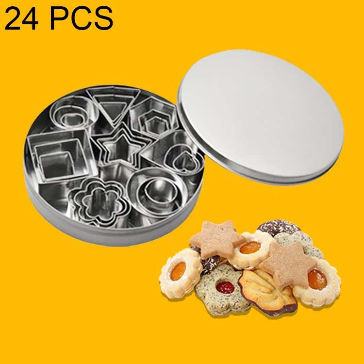 24 PCS / Set Stainless Steel DIY Cookie Biscuits Molds Geometry Baking Tools (Rectangle)
