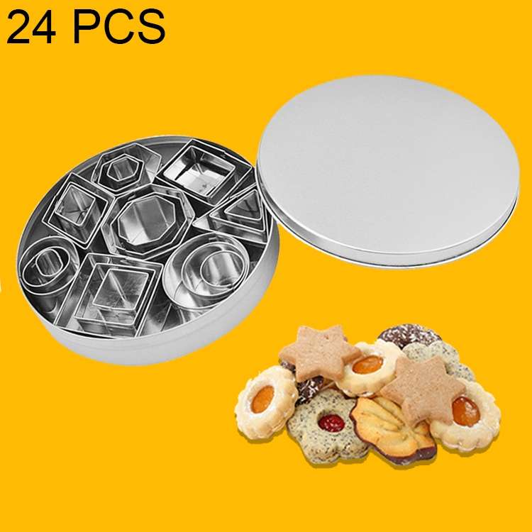 24 PCS / Set Stainless Steel DIY Cookie Biscuits Molds Geometry Baking Tools (Rectangle)