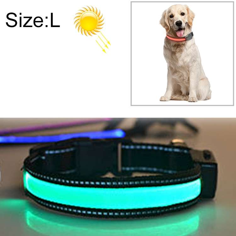 Medium and Large Dog Pet Solar + USB Charging LED Light Collar, Neck Circumference Size: L, 50-60cm(