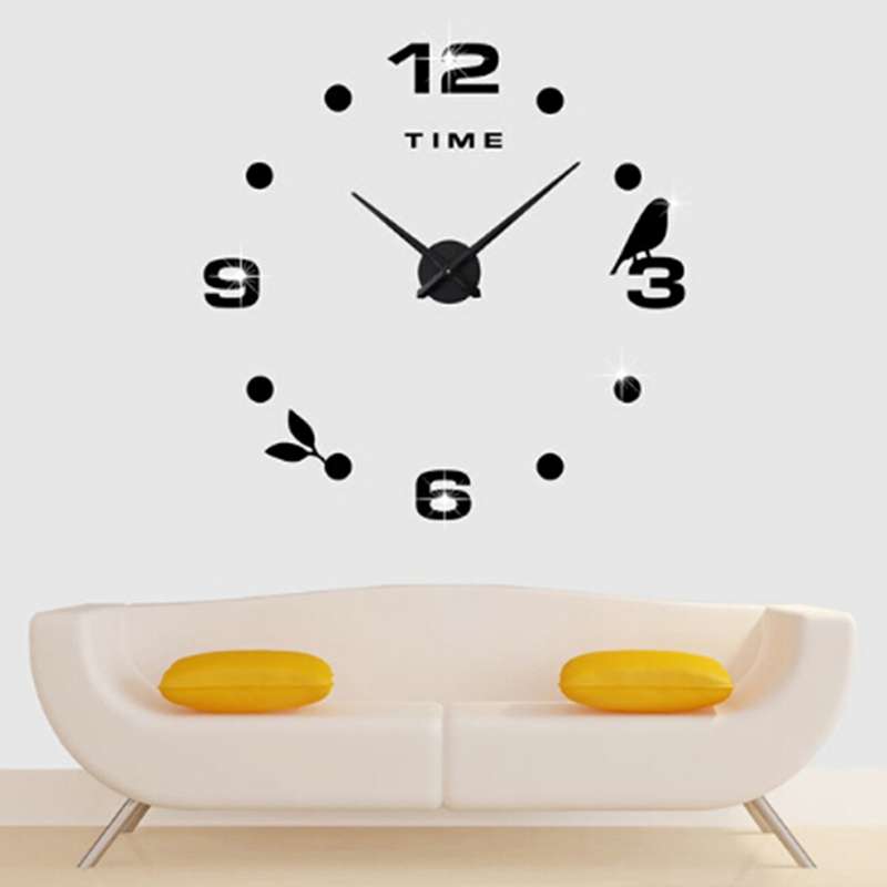 Bedroom Home Office Decoration Frameless Large Size DIY 3D Mirror Surface Wall Stickers Quiet Clock,