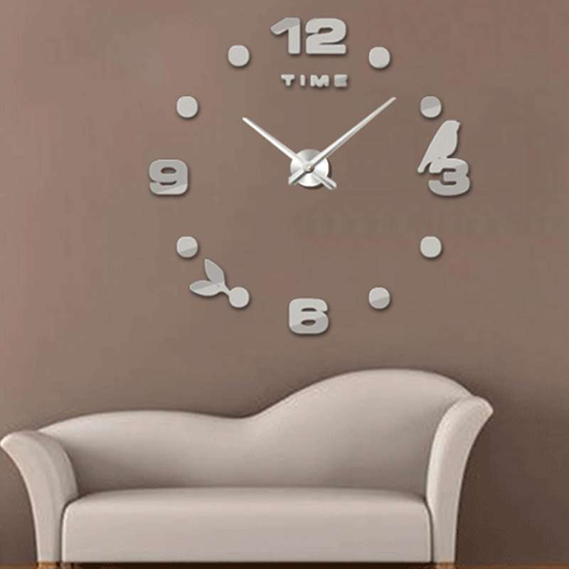 Bedroom Home Office Decoration Frameless Large Size DIY 3D Mirror Surface Wall Stickers Quiet Clock,