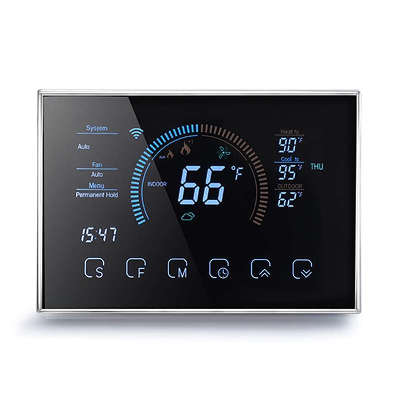 BHP-8000-WIFI-SS 3H2C Smart Home Heat Pump Round Room Brushed Mirror Housing Thermostat with WiFi, A