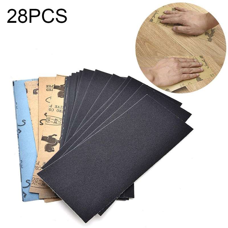 28 PCS LANHU Grit 120-3000 Wet And Dry Polishing Grinding SandpaperSize: 22.9 x 9.1cm