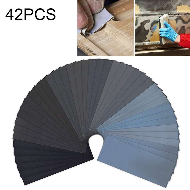 42 PCS LANHU Grit 120-3000 Wet And Dry Polishing Grinding SandpaperSize: 22.9 x 9.1cm