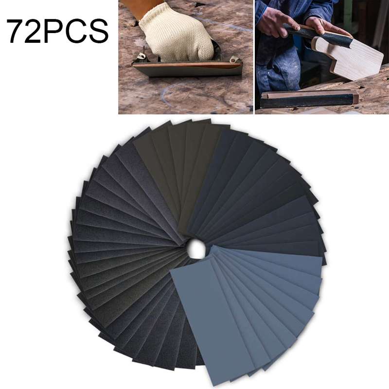 72 PCS LANHU Grit 400-3000 Wet And Dry Polishing Grinding SandpaperSize: 22.9 x 9.1cm