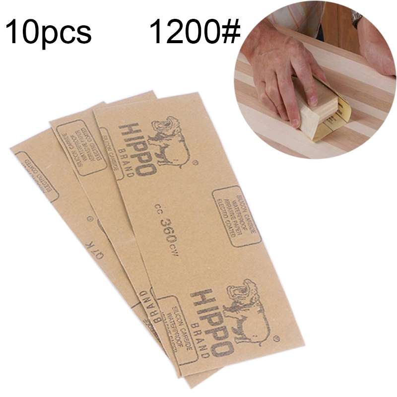 10pcs Grit 1200 Wet And Dry Polishing Grinding SandpaperSize: 23 x 9cm(Yellow)