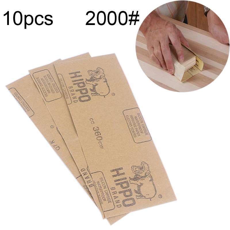 10pcs Grit 2000 Wet And Dry Polishing Grinding SandpaperSize: 23 x 9cm(Yellow)