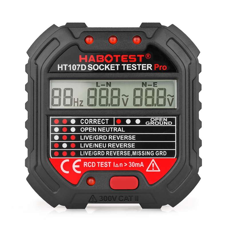 HABOTEST HT107D Multifunctional Digital Display Socket Tester (UK Plug)