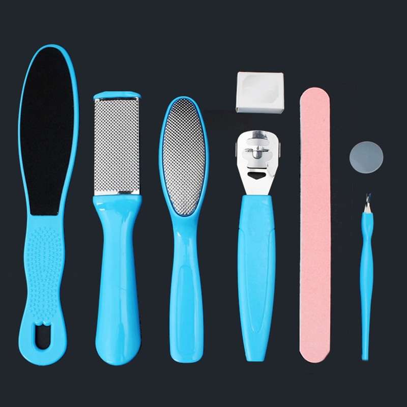 8 in 1 Dead Hard Skin Callus Remover Scraper Pedicure Rasp Tools Portable Cuticle Pusher Nail Foot C
