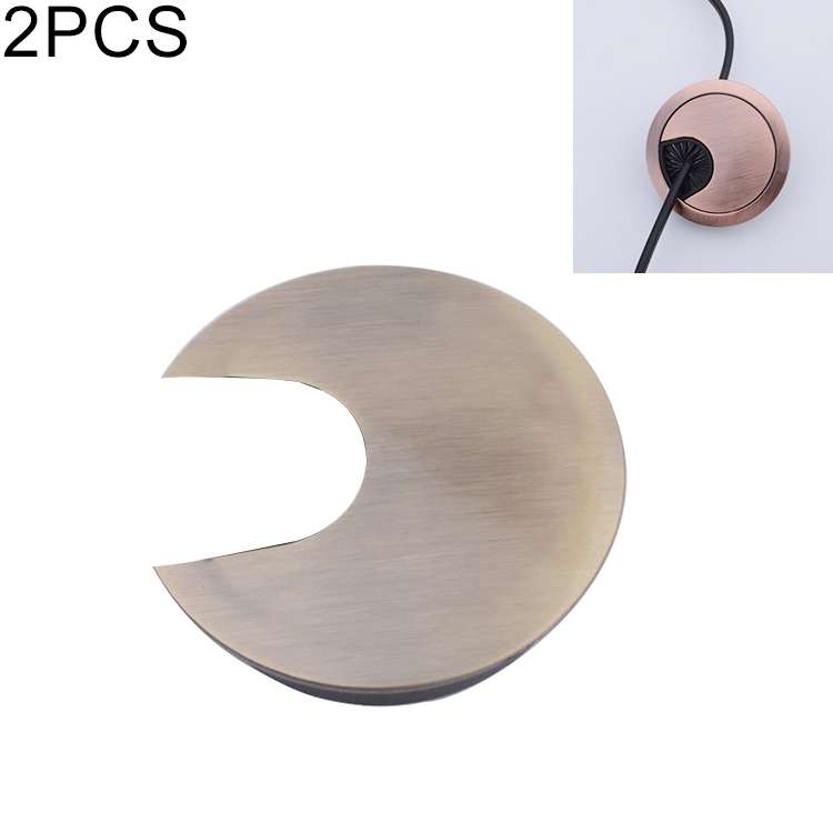 2 PCS Desk Computer Desktop Zinc Alloy Round Threading Box Hole Cover, Hole Diameter: 35mm (Brushed