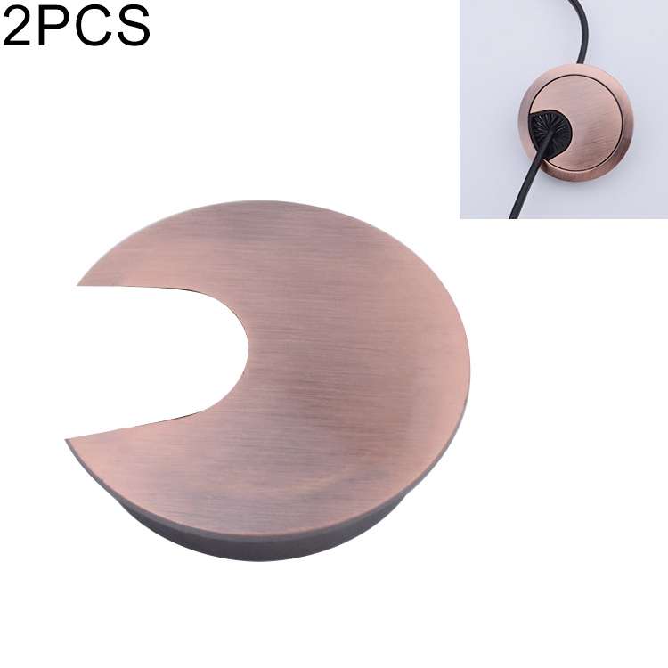 2 PCS Desk Computer Desktop Zinc Alloy Round Threading Box Hole Cover, Hole Diameter: 35mm (Brushed