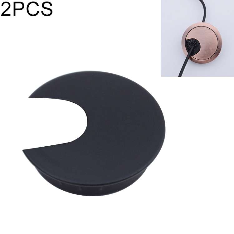 2 PCS Desk Computer Desktop Zinc Alloy Round Threading Box Hole Cover, Hole Diameter: 35mm (Brushed